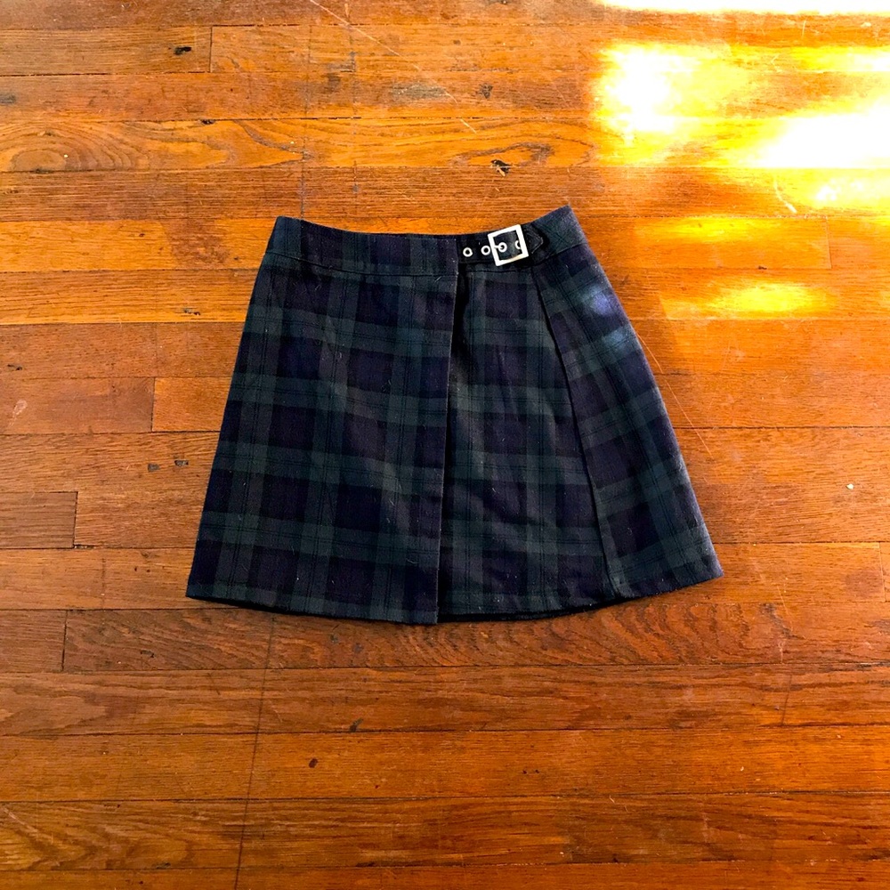 Brandy Melville. Green and blue plaid skirt.